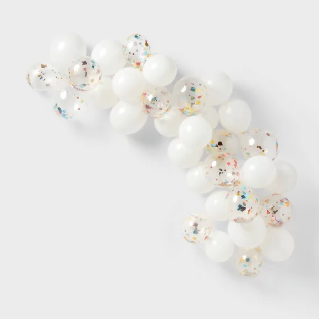 45ct Large Balloons Garland Arch with Confetti White - Spritz™
