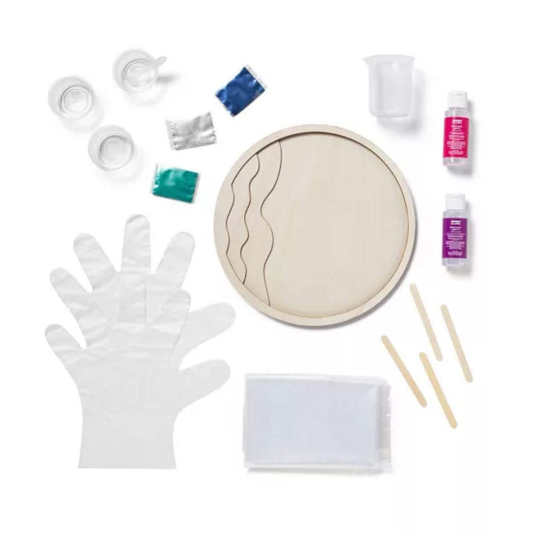 Round Resin Wood Frame Kit Ocean - Mondo Llama™: DIY Art Kit, Adult Craft, Includes Resin & Wood