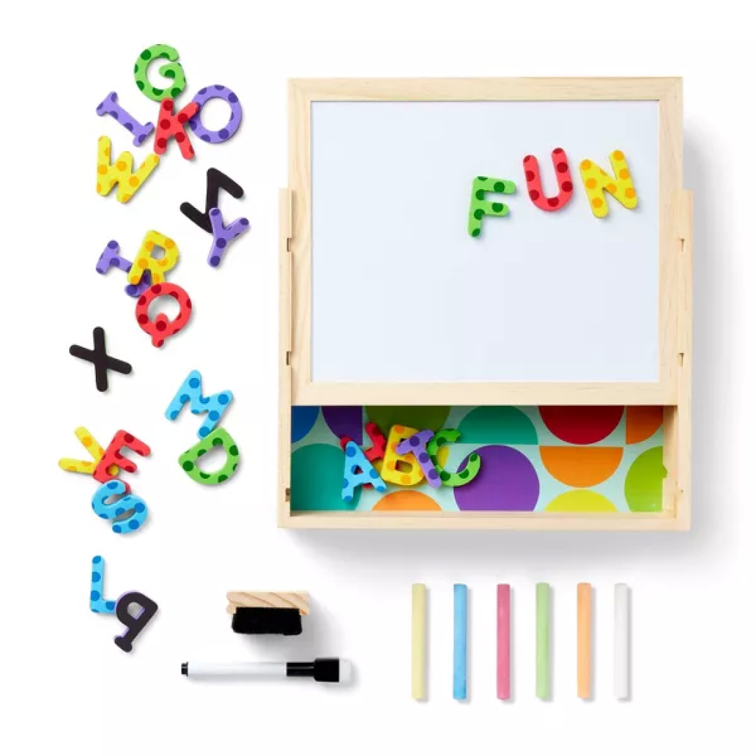 Chalk Board and Magnets Drawing and Coloring Kit - Mondo Llama™: Kids Magnetic Chalkboard, Letters & Numbers Craft Set