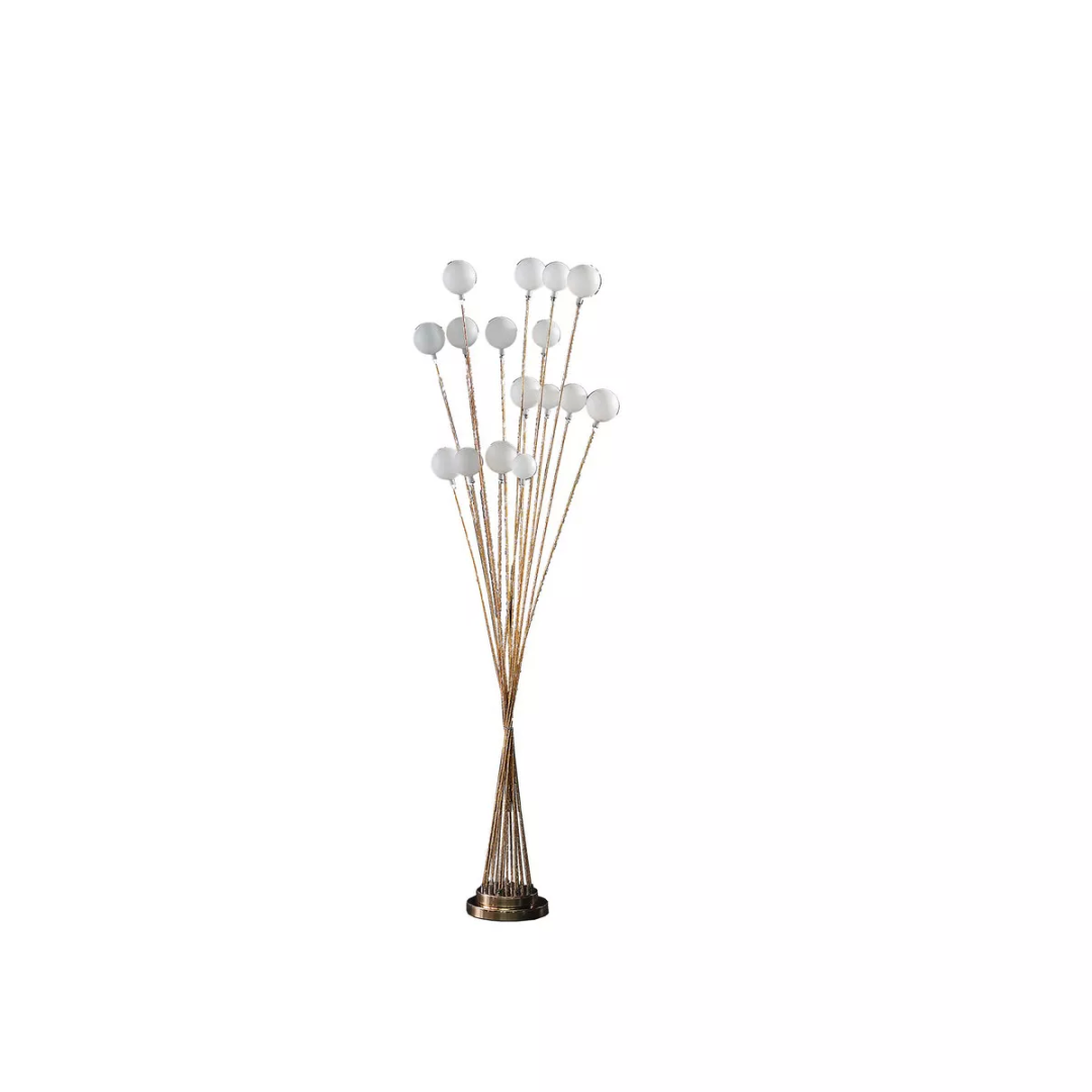 61.5" In 16-Light Acrylic Globe Aluminun Led Chrysanthe Yellow Gold Metal Floor Lamp