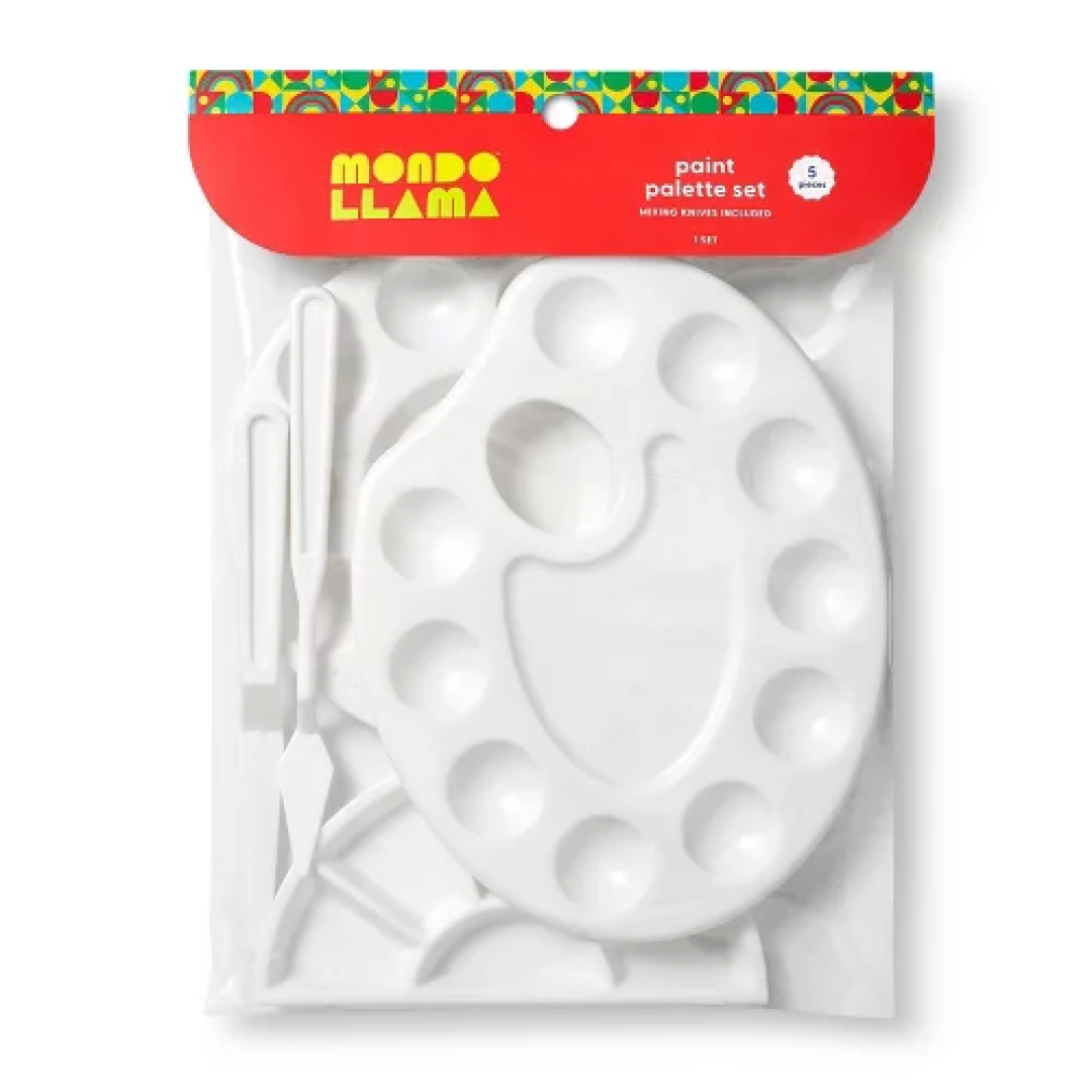 5pc Paint Palette Set - Mondo Llama™: Art Spatulas & Plastic Paint Tray Holder for Arts and Crafts