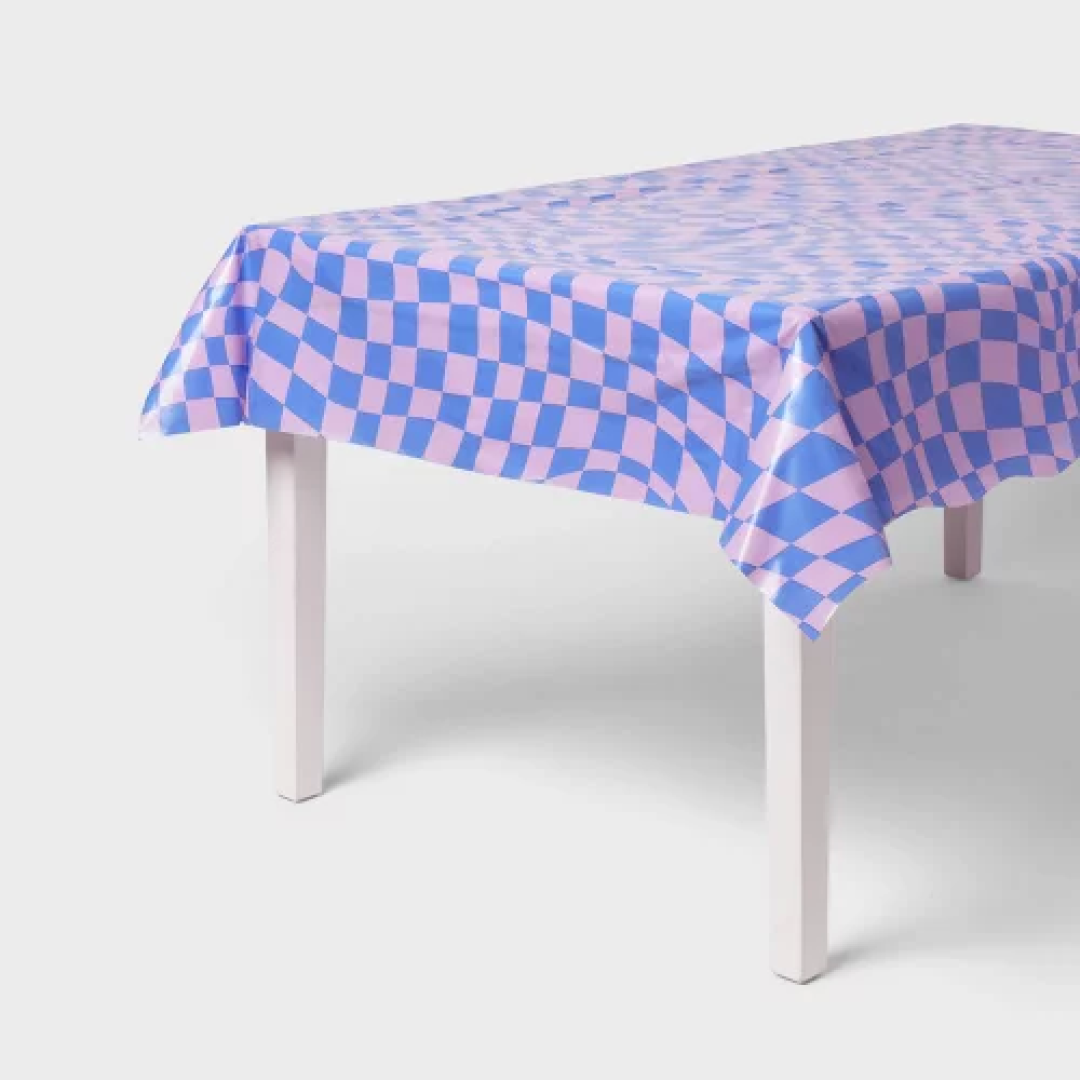 Retro Wavy Checkered Print Table Cover - Spritz™