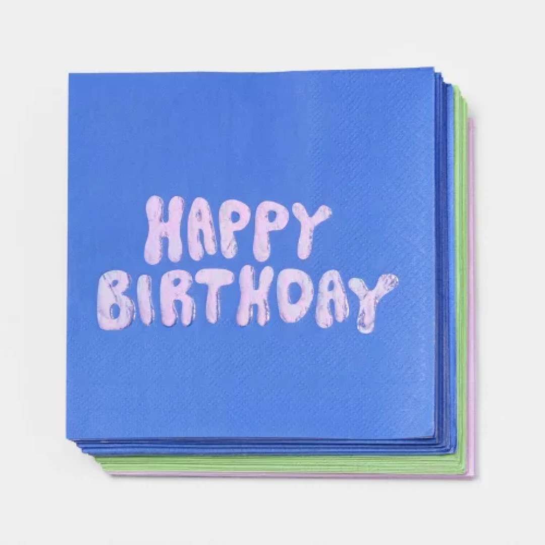Retro Happy Birthday Beverage Napkin 30ct - Spritz™