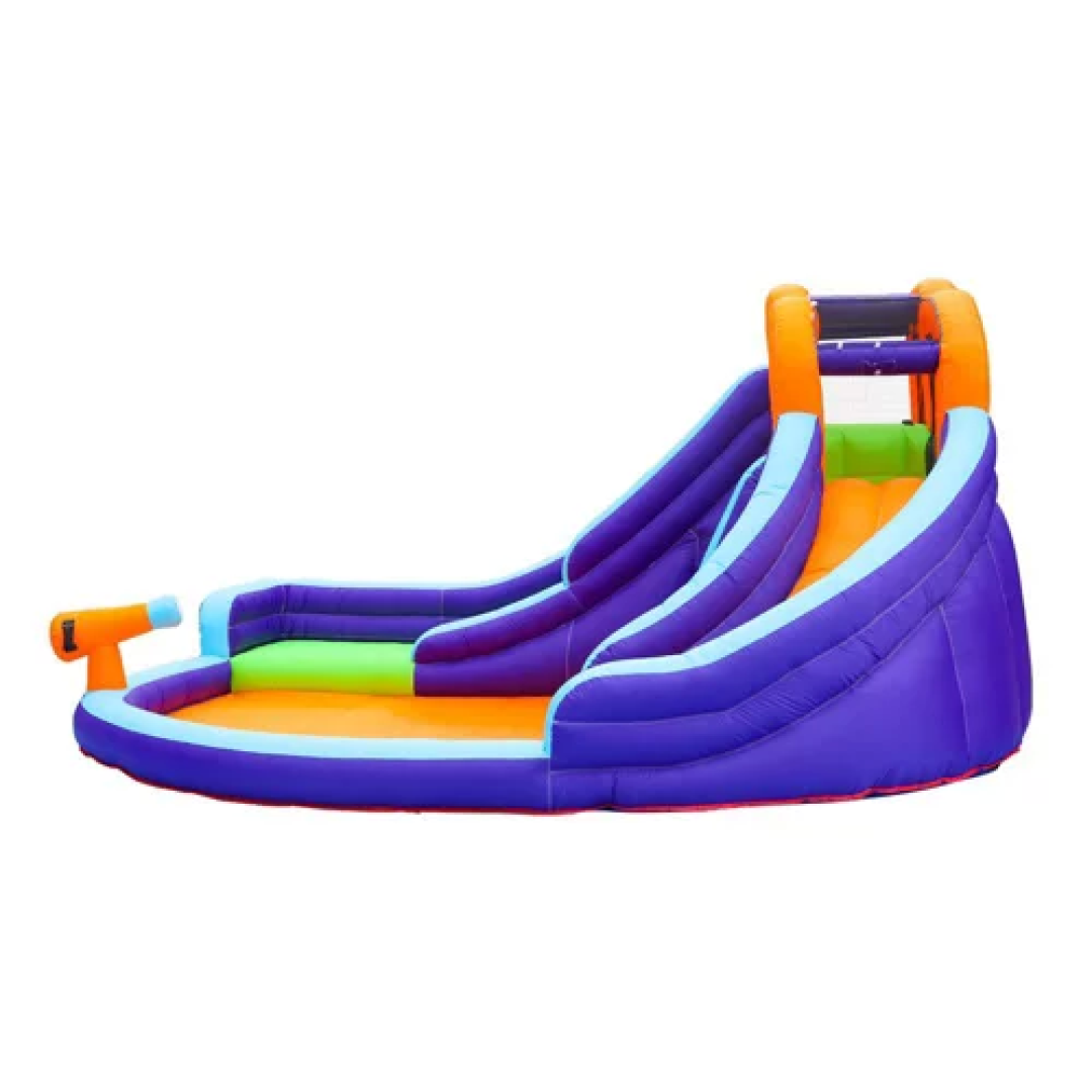 CocoNut Castles Double Slide Water Park with Climbing Wall & Water Cannon
