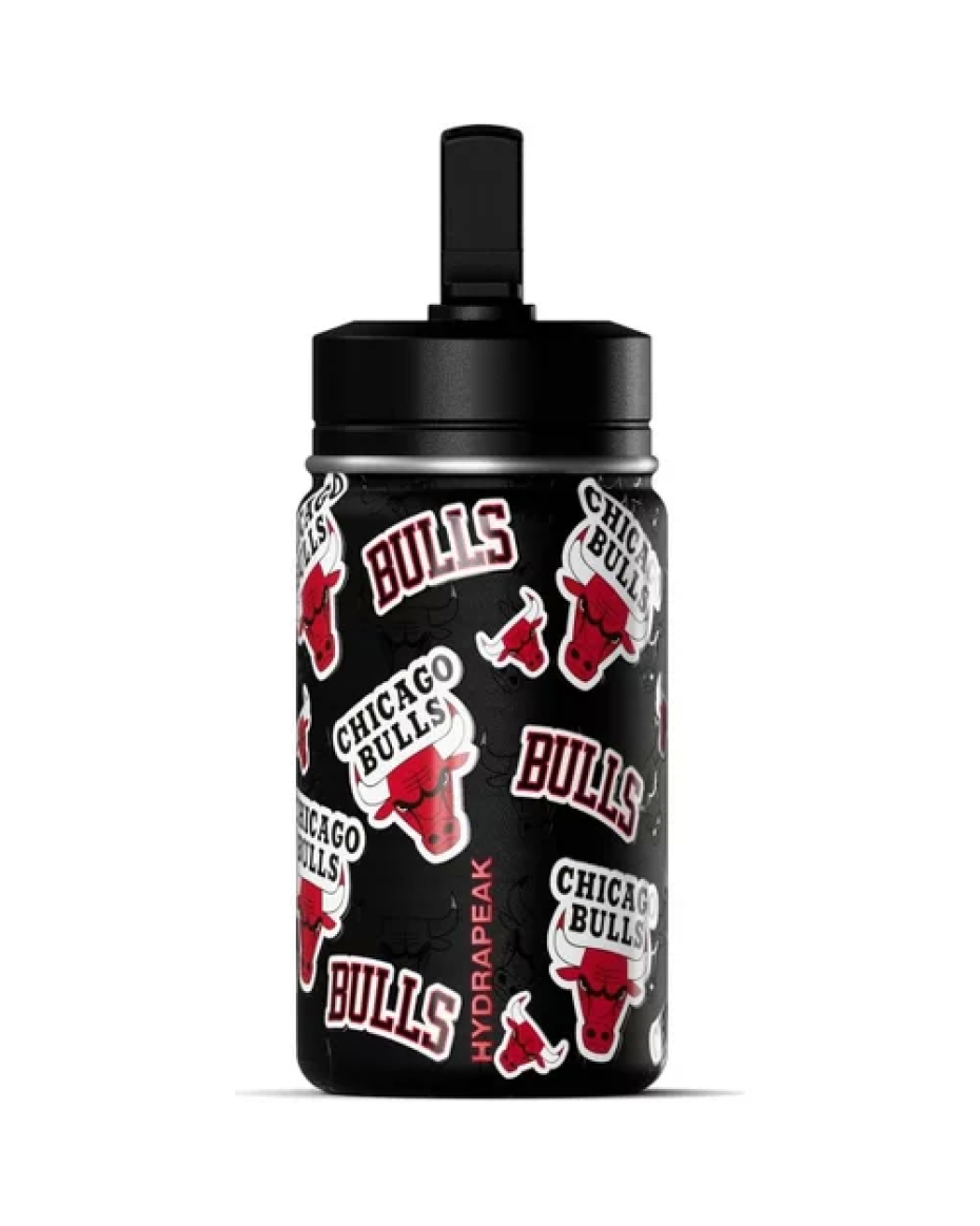 NBA Miami Heat 14oz Kids Stainless Steel Water Bottle With Straw Lid and Flexible Handle